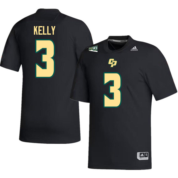 Cal Poly Mustangs #3 Bo Kelly College Football Jerseys,Uniforms Stitched-Black